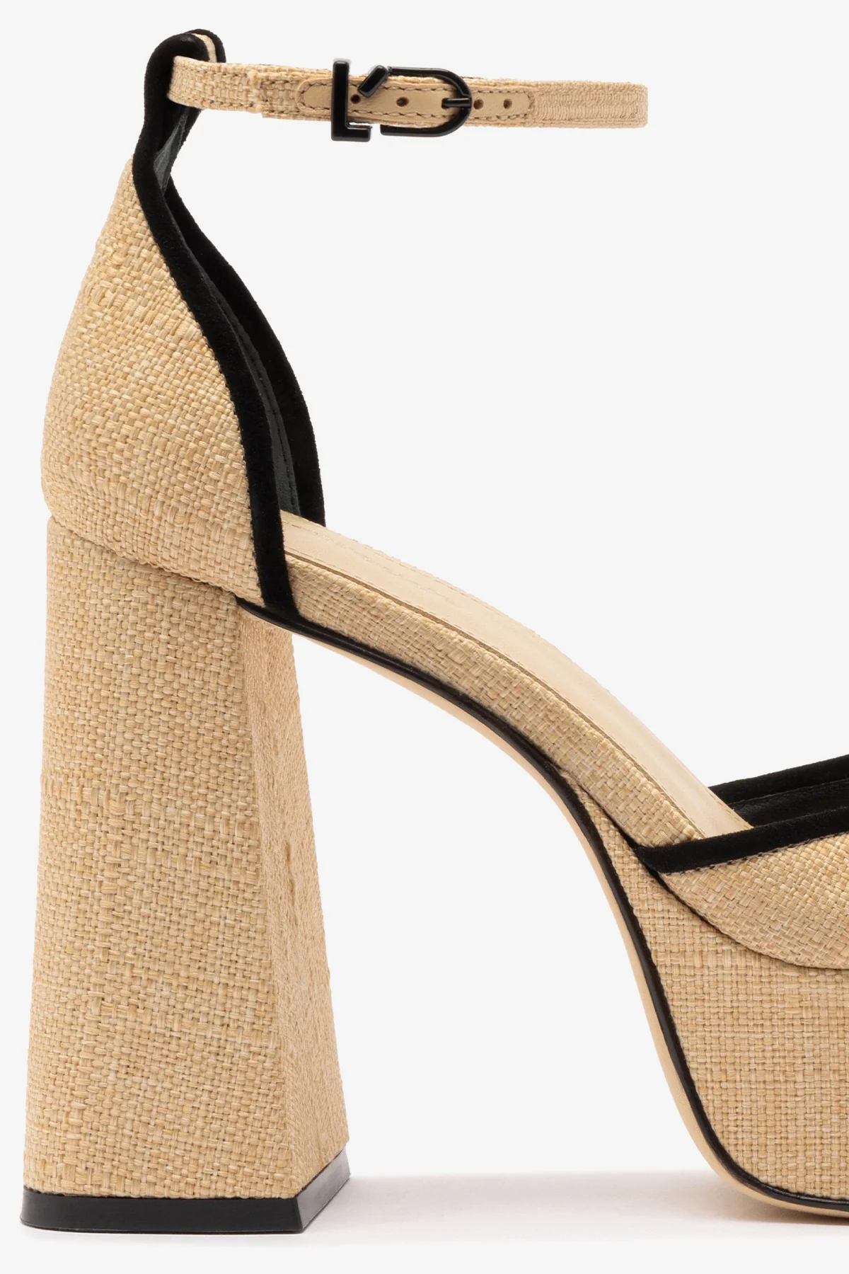 Ari Pump In Beige Raffia and Black Trimming - Image 4