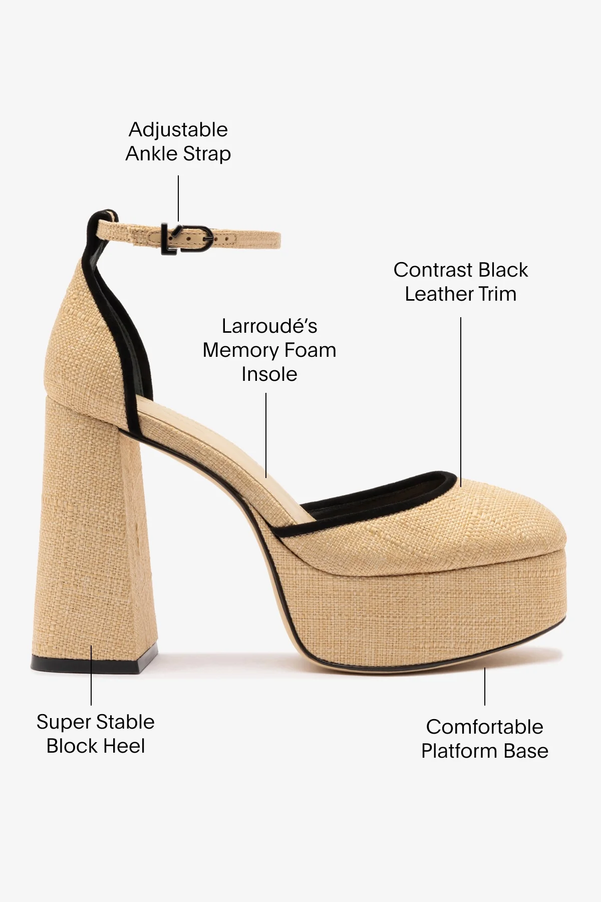 Ari Pump In Beige Raffia and Black Trimming - Image 5