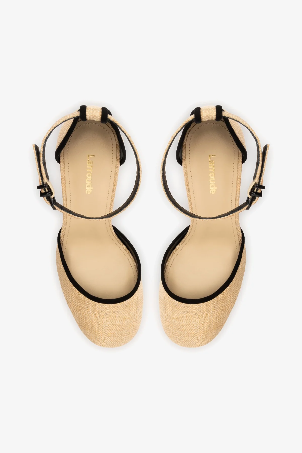Ari Pump In Beige Raffia and Black Trimming - Image 7