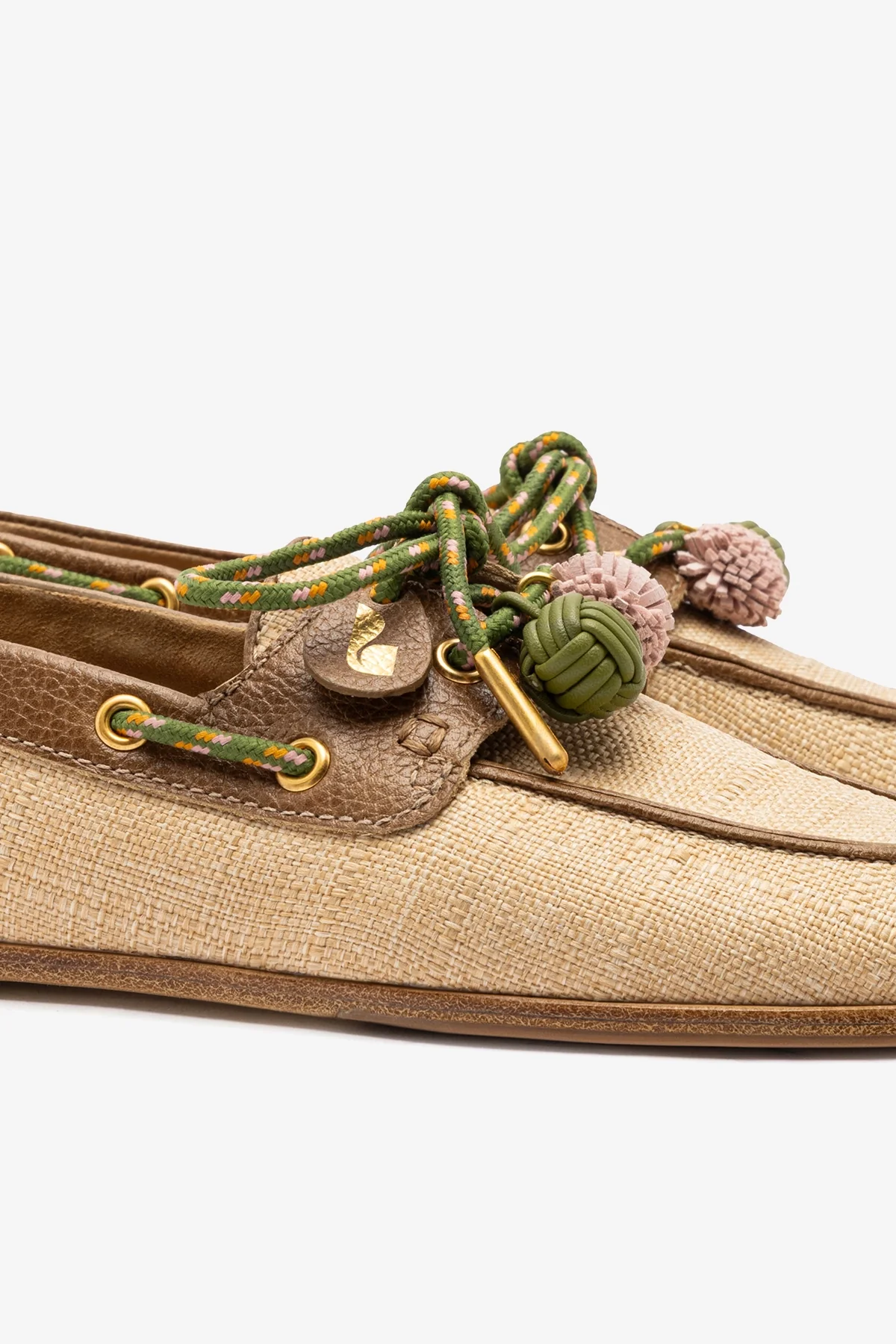 Cyprus Boat Shoe In Beige Raffia And Brown Leather - Image 4