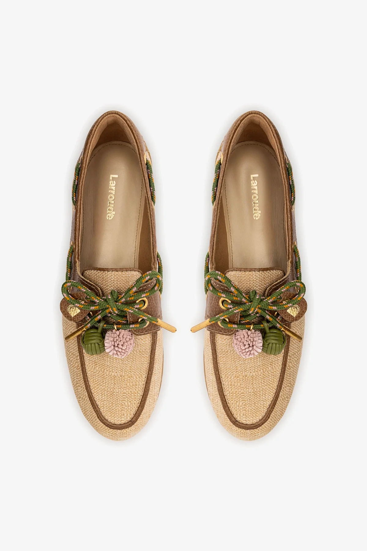 Cyprus Boat Shoe In Beige Raffia And Brown Leather - Image 6