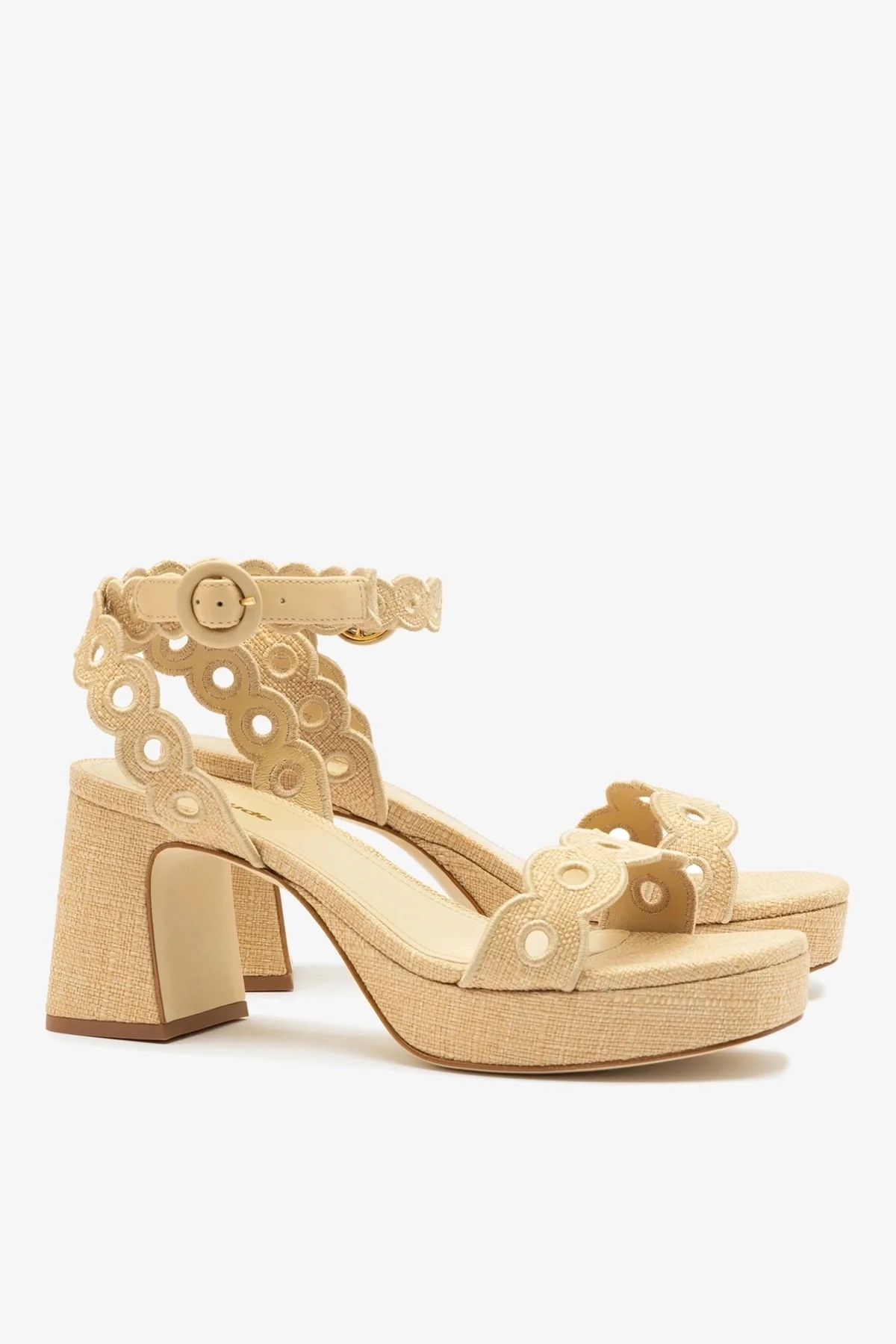 Dolly Broderie Low Sandal In Beige Raffia - Image 3