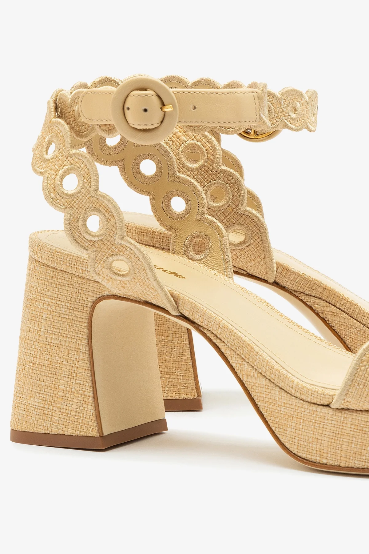 Dolly Broderie Low Sandal In Beige Raffia - Image 4