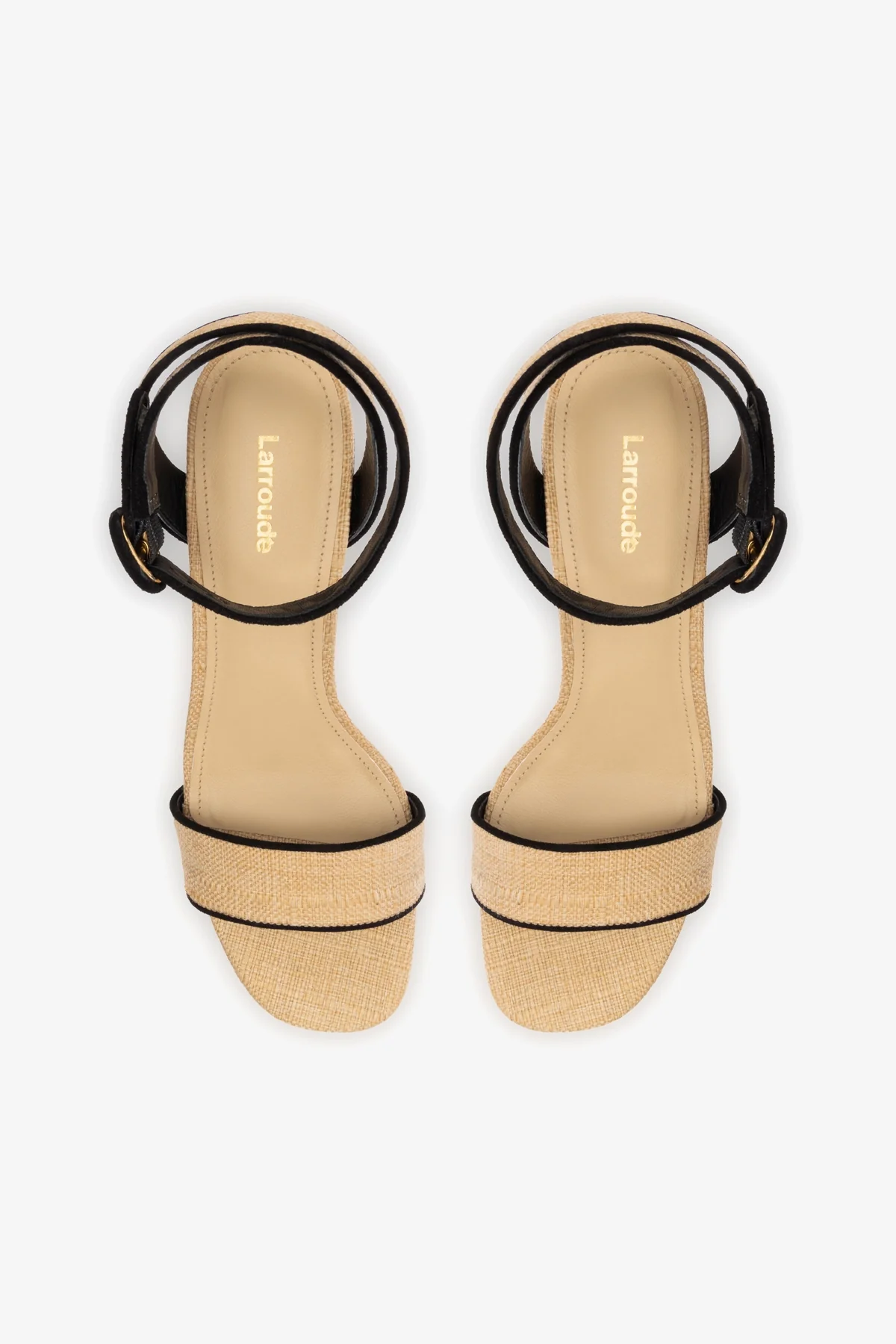 Dolly Low Sandal In Beige Raffia and Black Trimming - Image 7