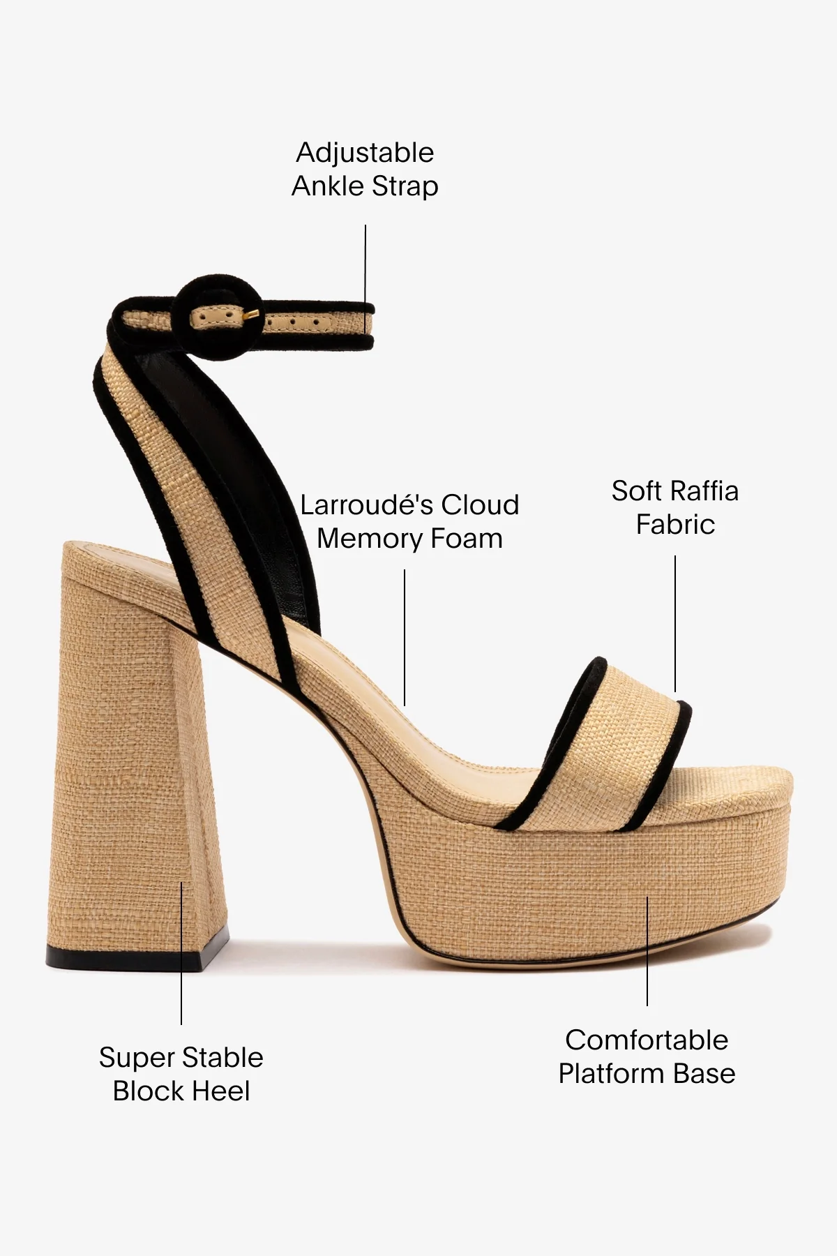 Dolly Sandal In Beige Raffia and Black Trimming - Image 5