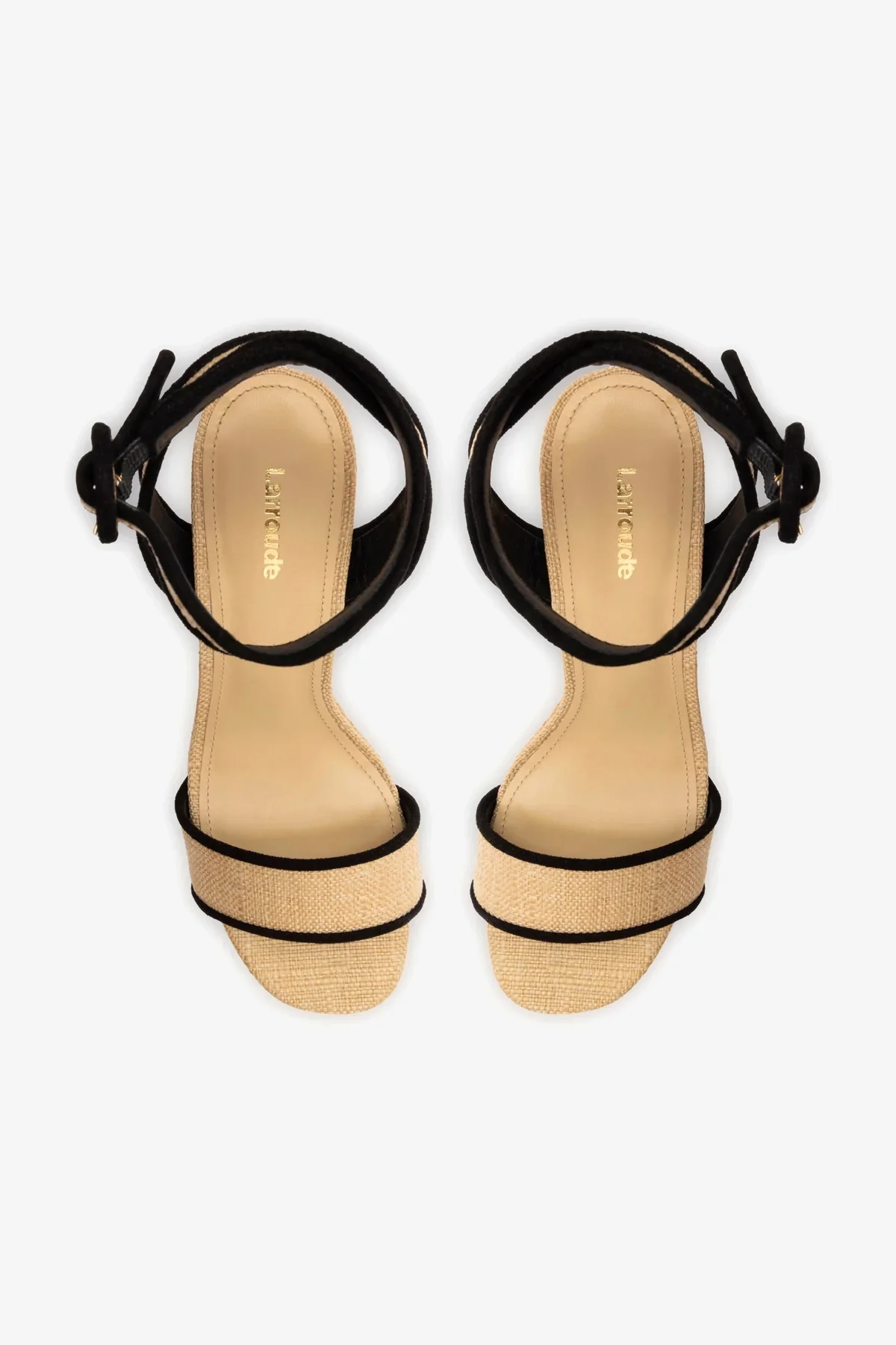Dolly Sandal In Beige Raffia and Black Trimming - Image 7