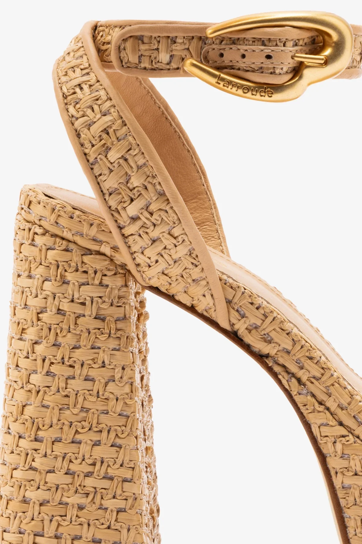Dolly Verona Sandal In Beige Leather and Natural Raffia - Image 4