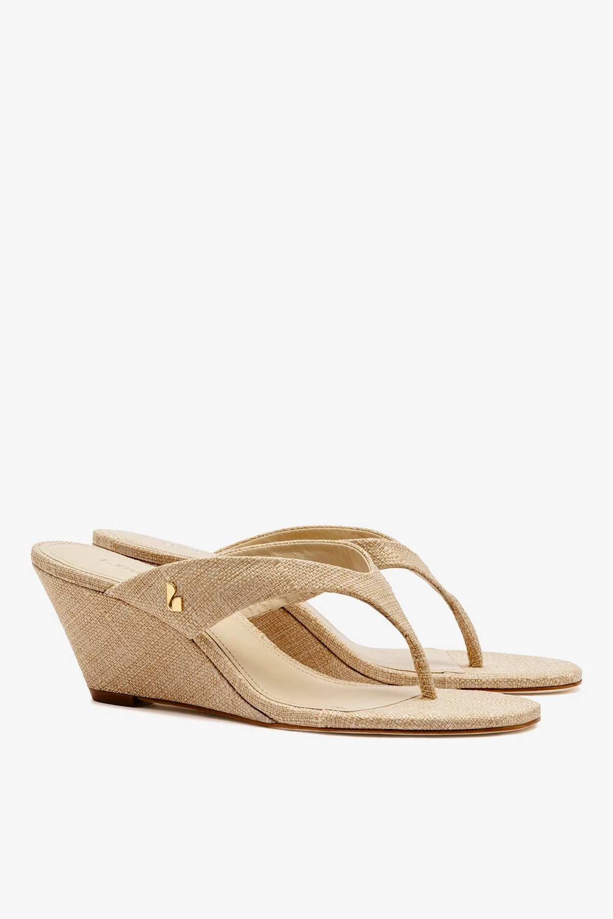 Gaia Low Wedge In Beige Raffia - Image 3