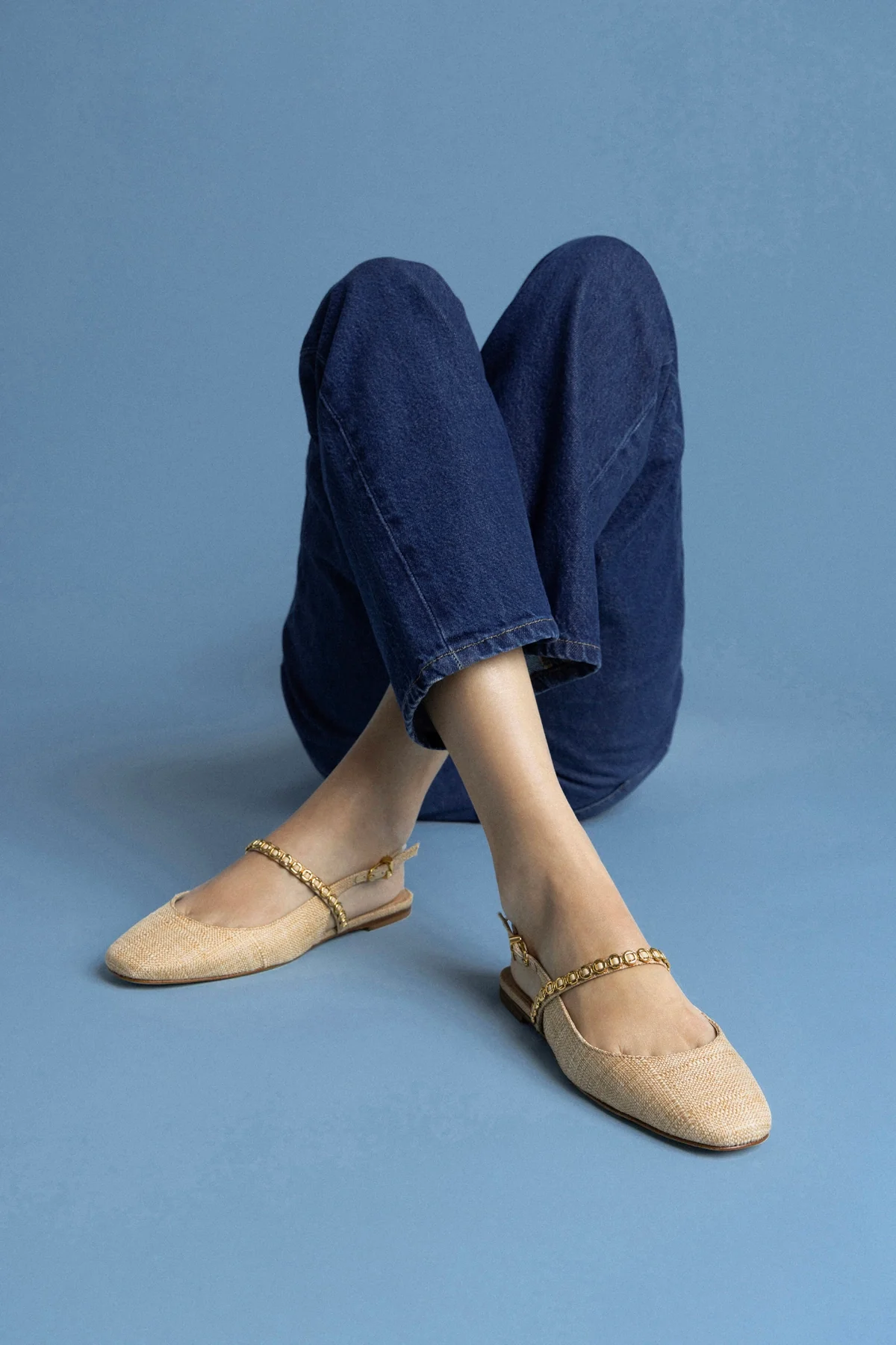 Georgina Milanina Ballet Flat In Beige Raffia - Image 2