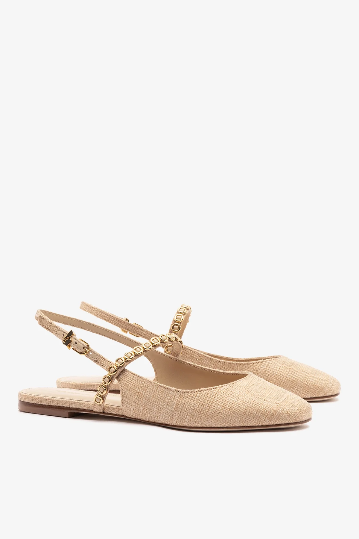 Georgina Milanina Ballet Flat In Beige Raffia - Image 3