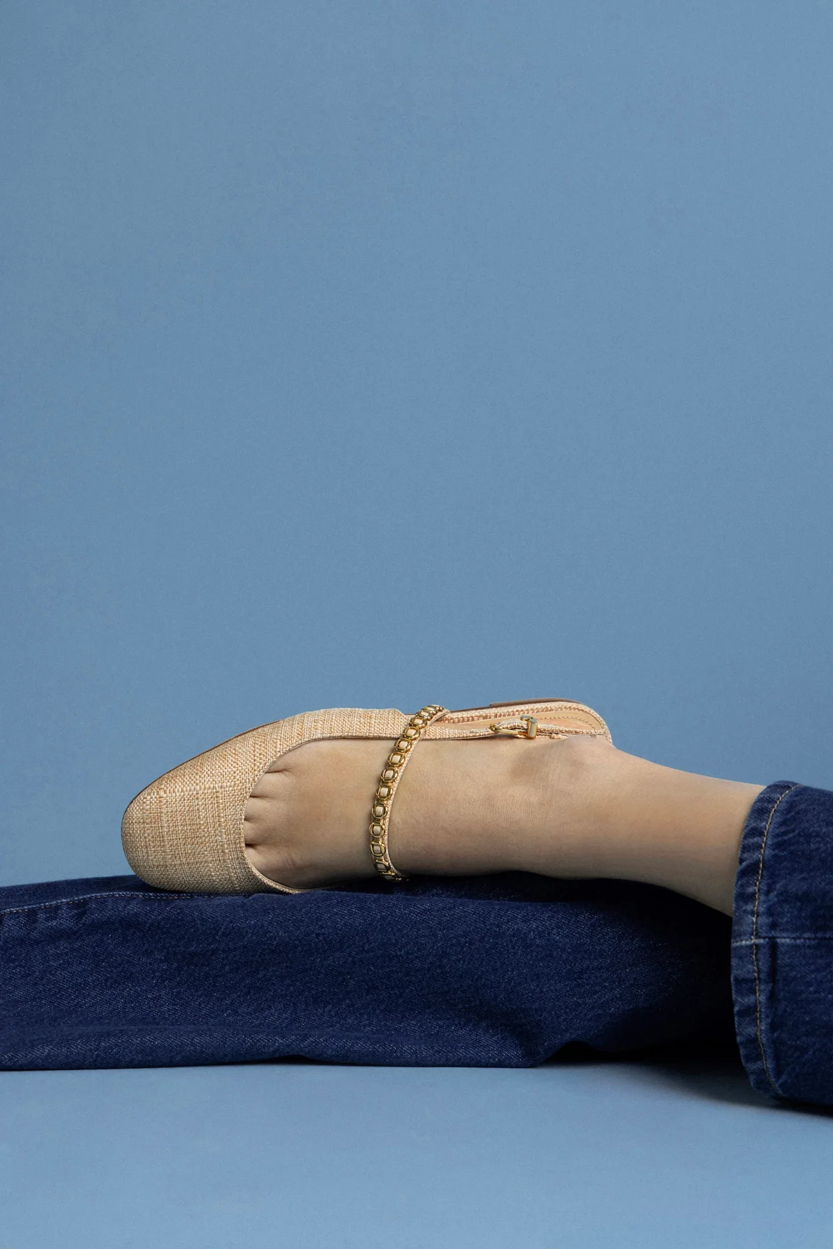 Georgina Milanina Ballet Flat In Beige Raffia - Image 5