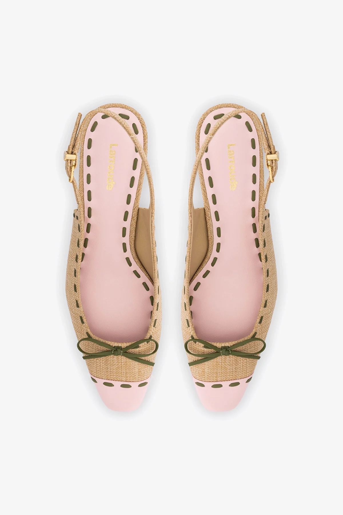 Jenny Pump In Beige Raffia and Tulip and Seaweed Leather - Image 6