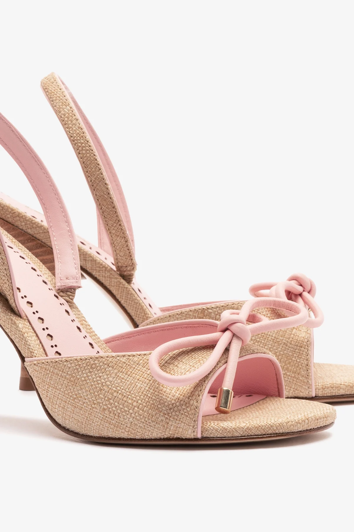 Lady Sandal In Beige Raffia And Tulip Leather - Image 4