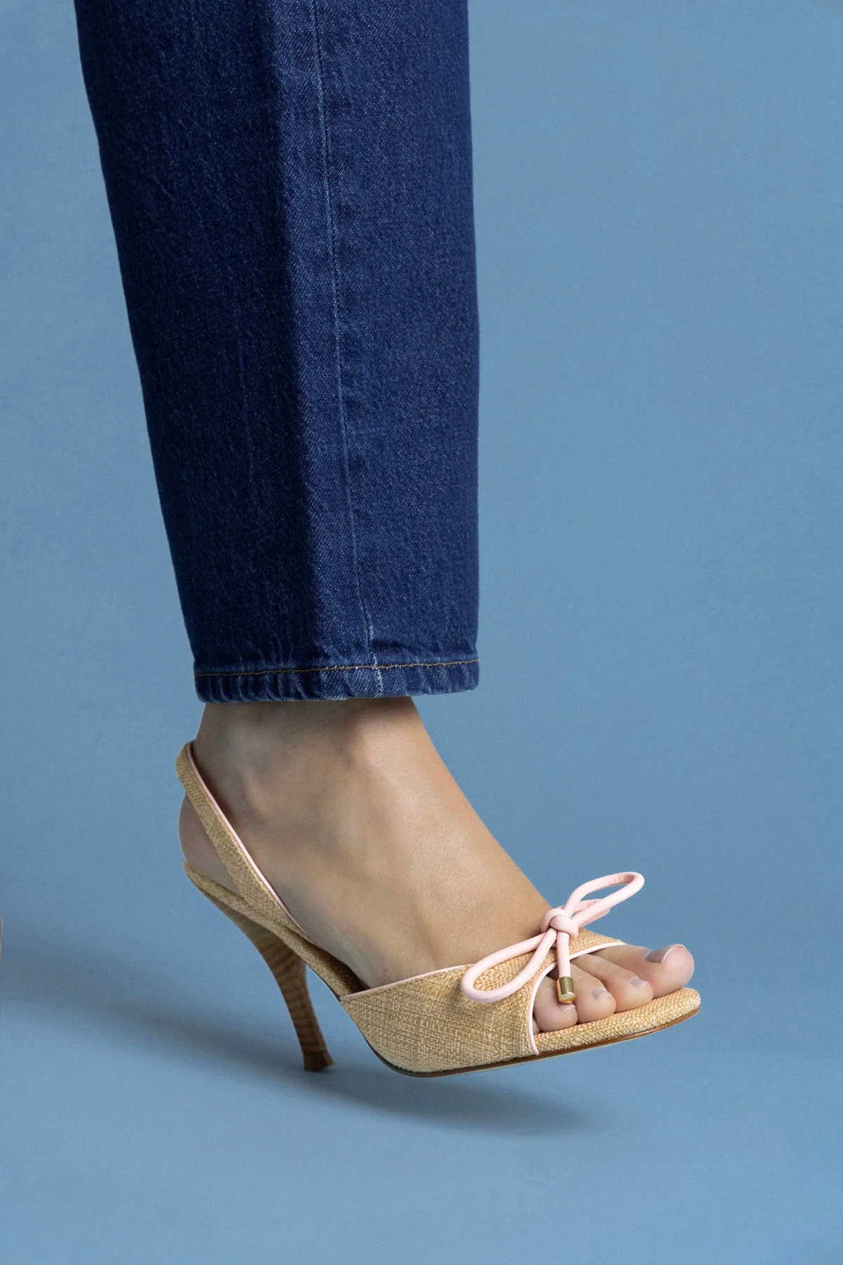 Lady Sandal In Beige Raffia And Tulip Leather - Image 5