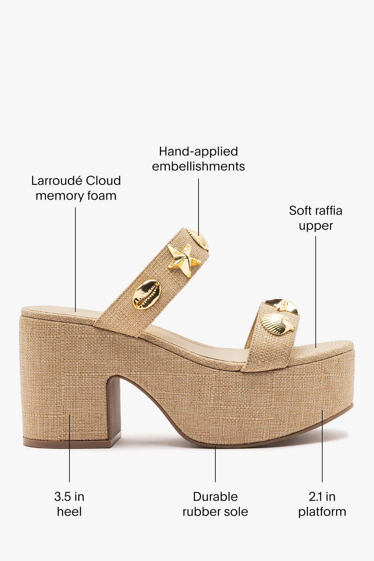 Madison Platform Sandal Beige Raffia - Image 5