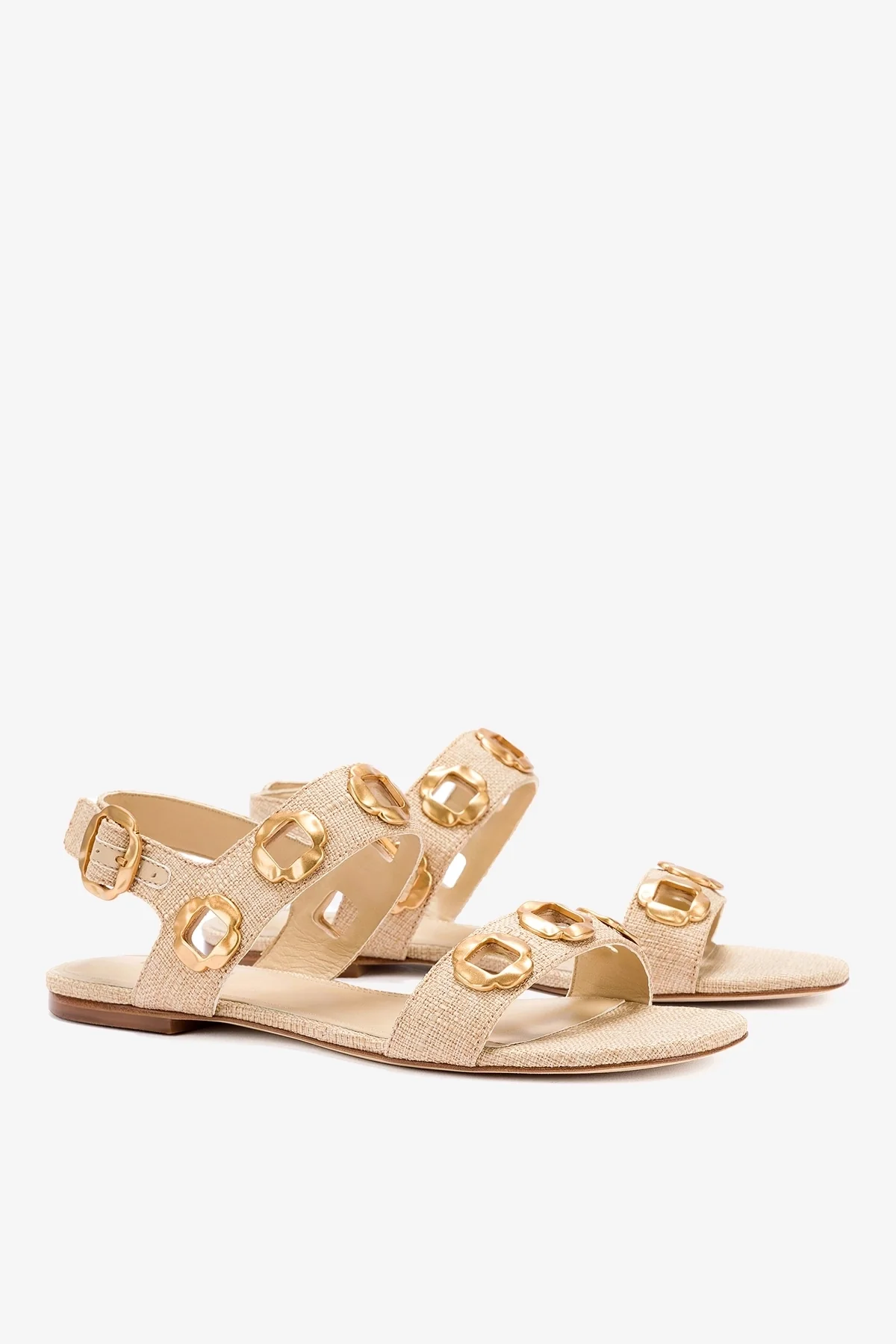 Milan Flat Sandal In Beige Raffia - Image 3