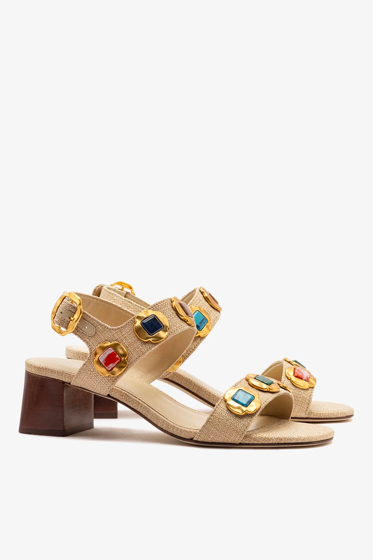 Milan Gioiello Block Sandal In Beige Raffia - Image 3