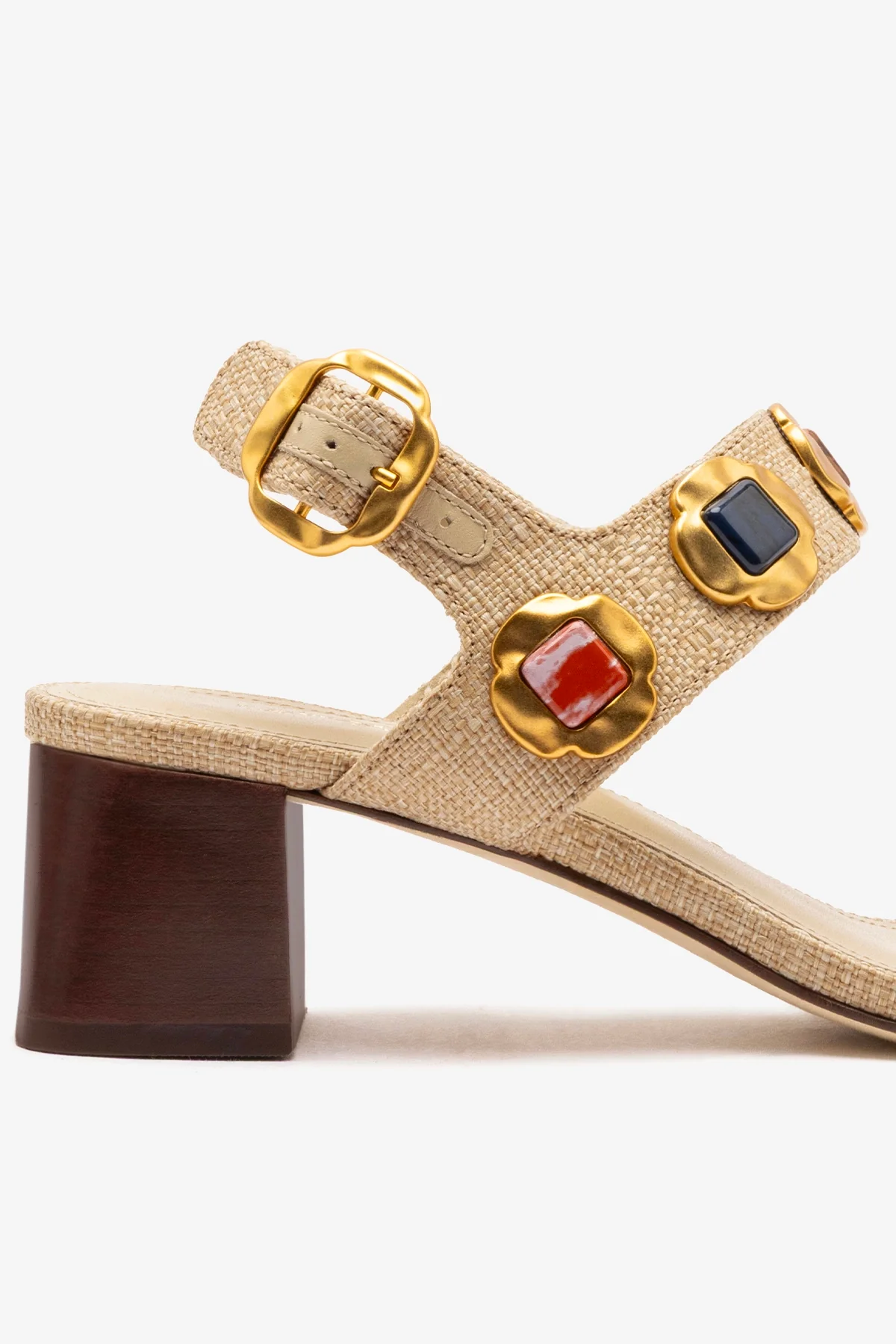 Milan Gioiello Block Sandal In Beige Raffia - Image 4