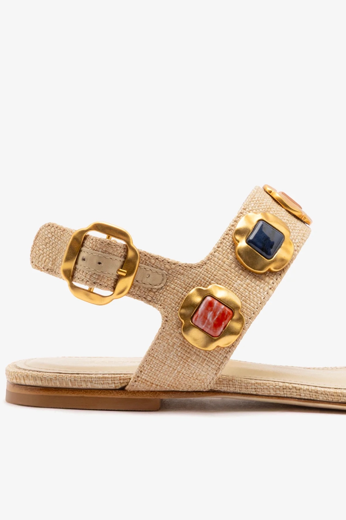 Milan Gioiello Flat In Beige Raffia - Image 4