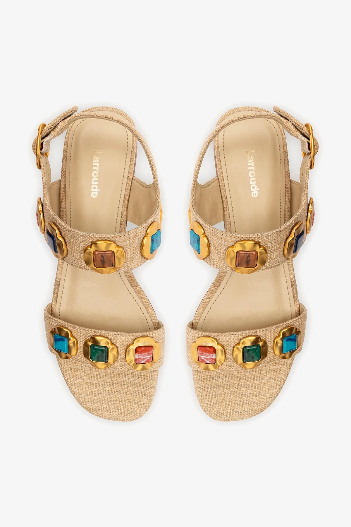 Milan Gioiello Flat In Beige Raffia - Image 6