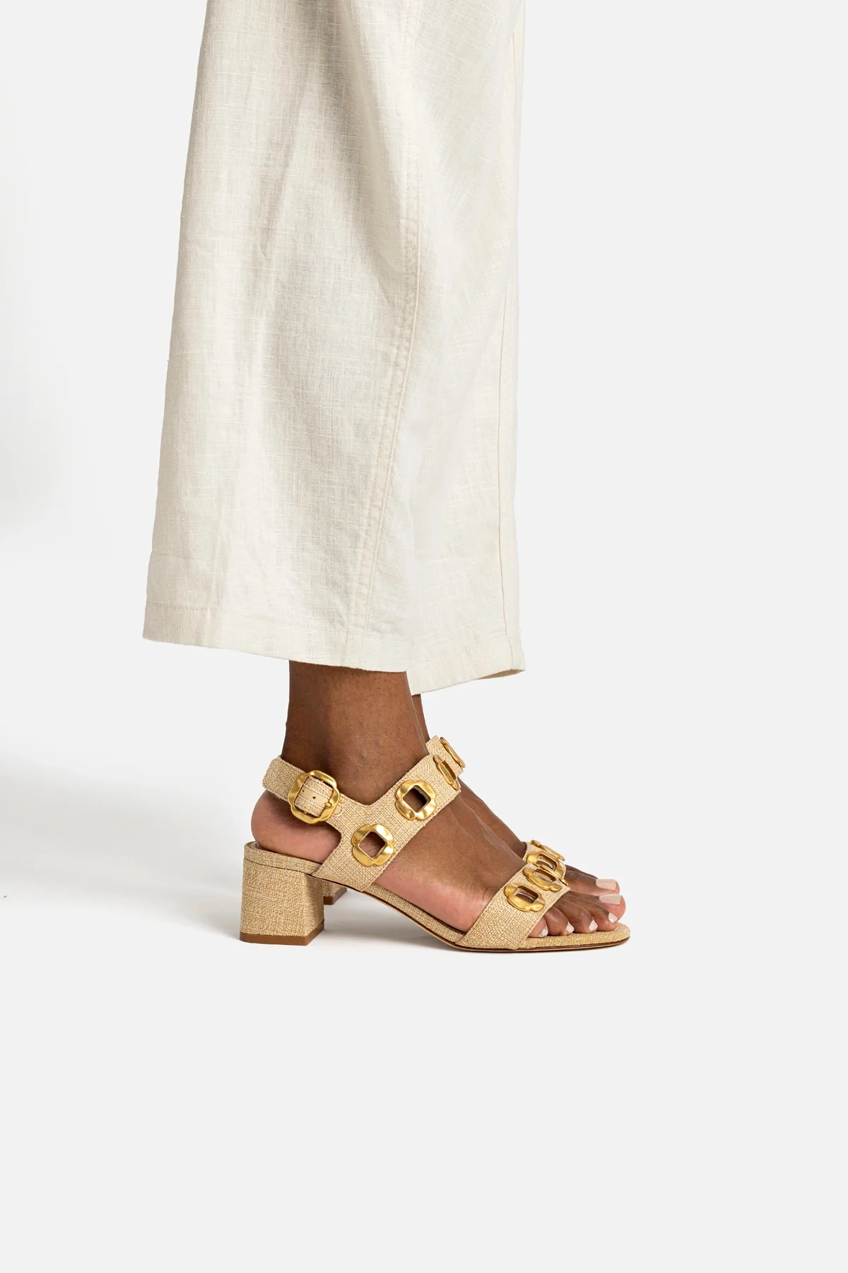 Milan Sandal In Beige Raffia - Image 5