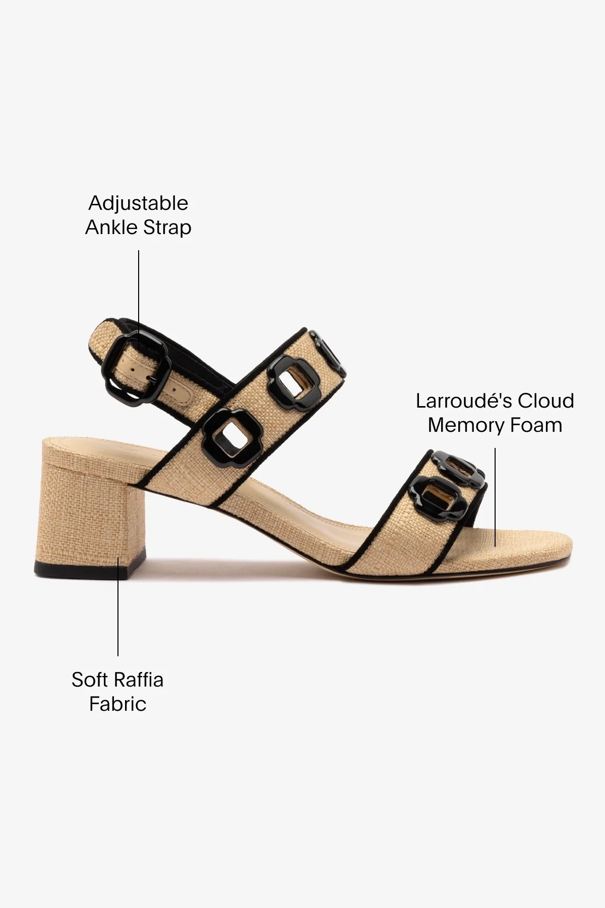 Milan Sandal In Beige Raffia and Black Trimming - Image 5