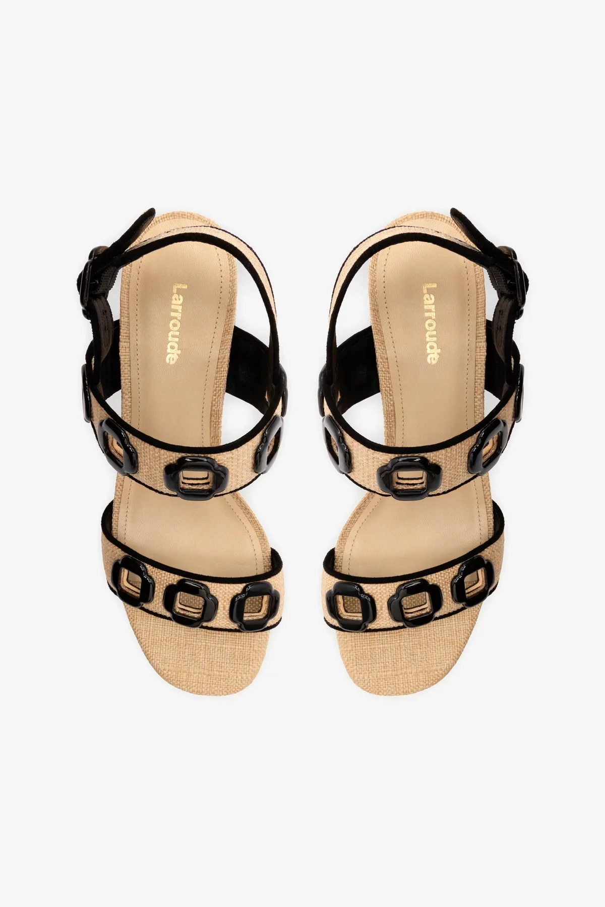 Milan Sandal In Beige Raffia and Black Trimming - Image 7