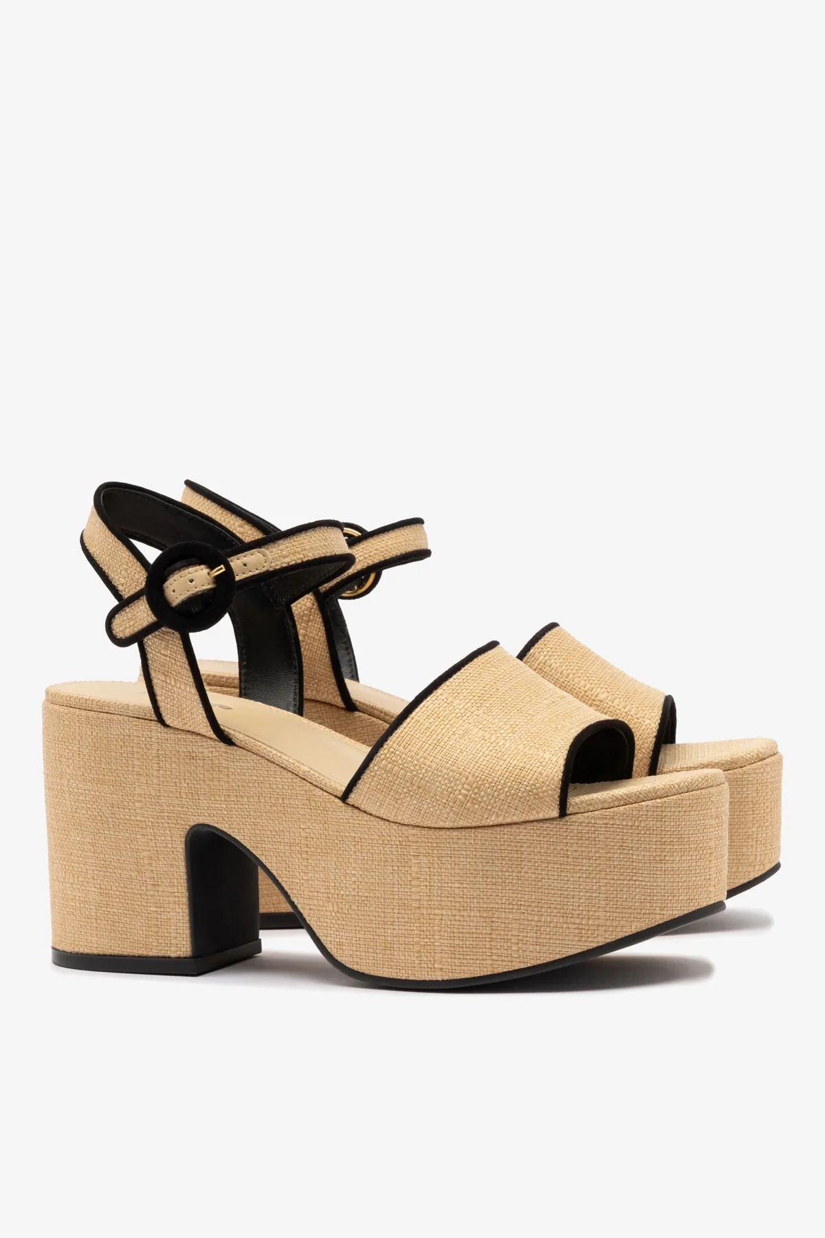 Miso Sandal In Beige Raffia and Black Trimming - Image 3