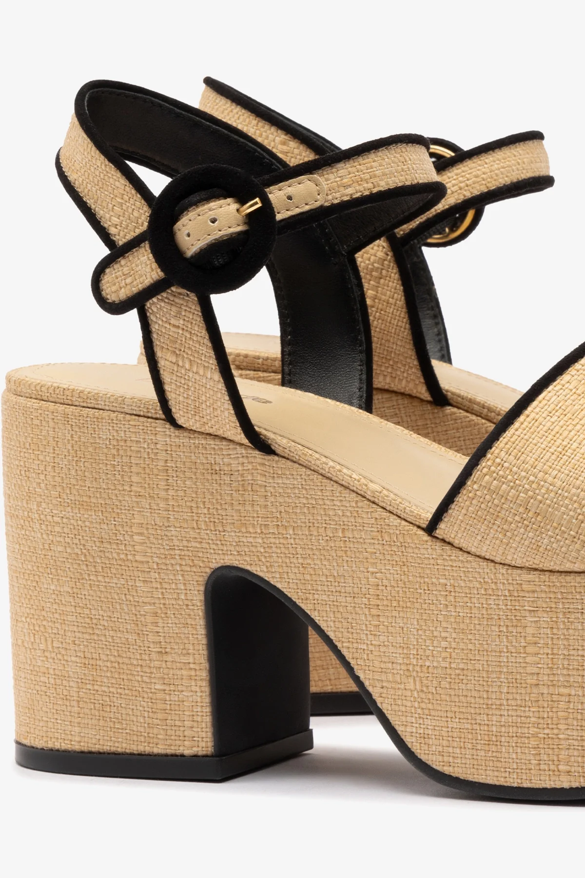 Miso Sandal In Beige Raffia and Black Trimming - Image 4