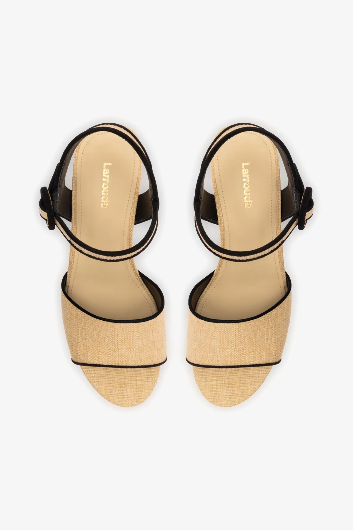 Miso Sandal In Beige Raffia and Black Trimming - Image 7