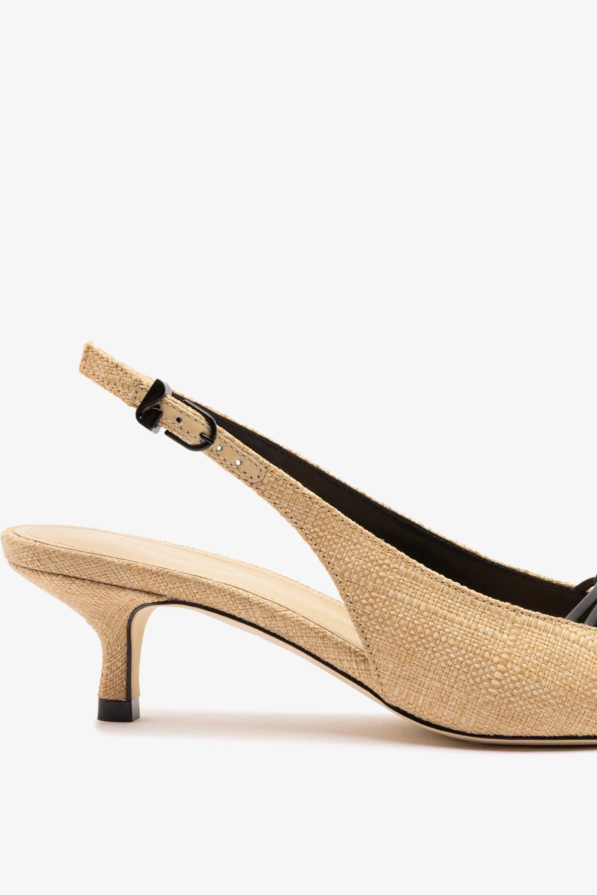 Nara Pump In Beige Raffia and Black Leather - Image 4
