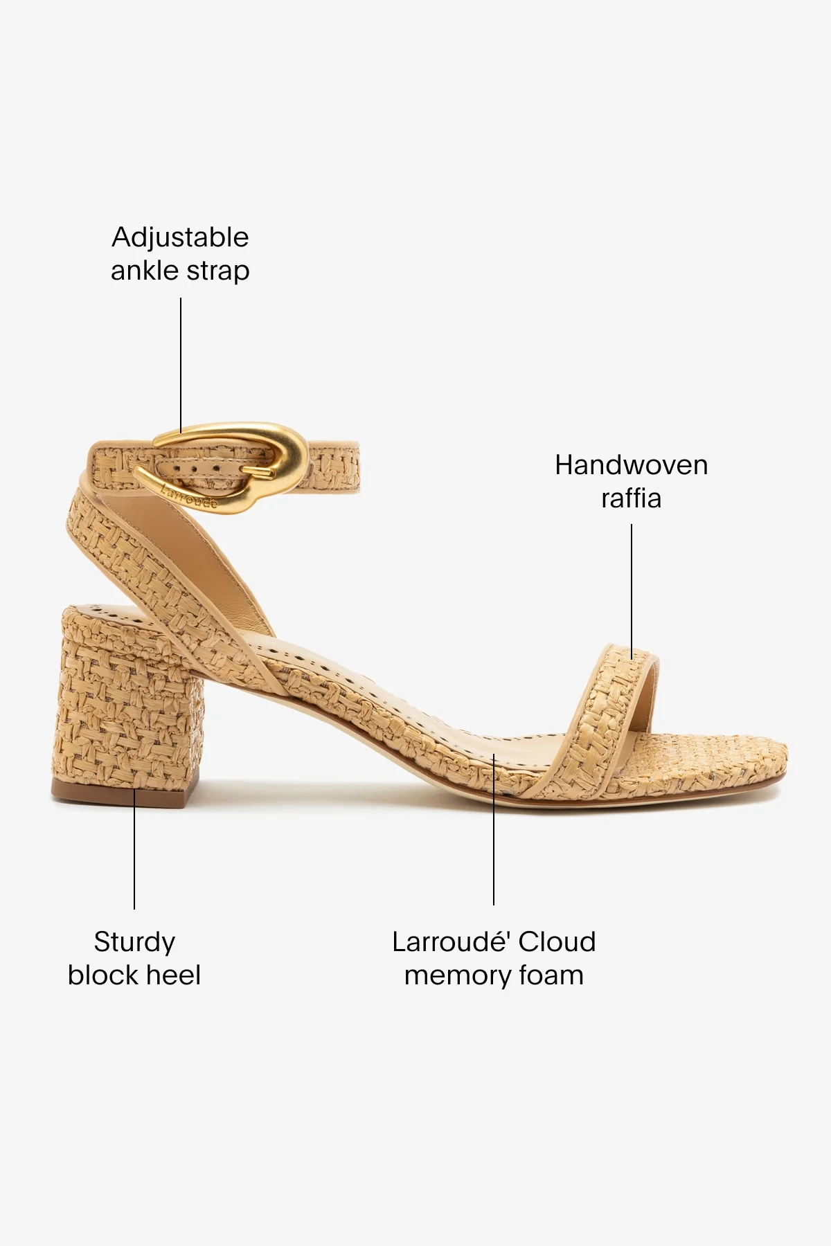 Verona Block Sandal In Beige Leather and Natural Raffia - Image 5