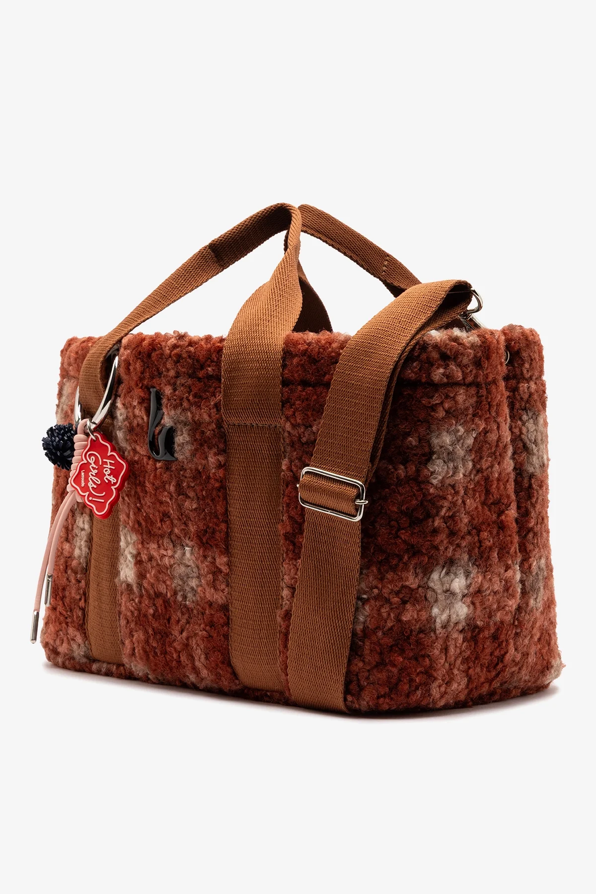 Americana Tote Bag In Berry Plaid Fur - Image 4