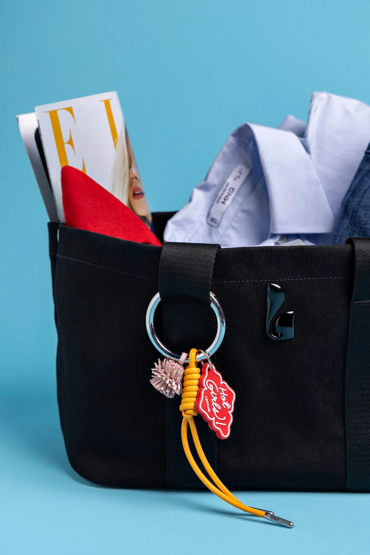 Americana Tote Bag In Black Denim - Image 6