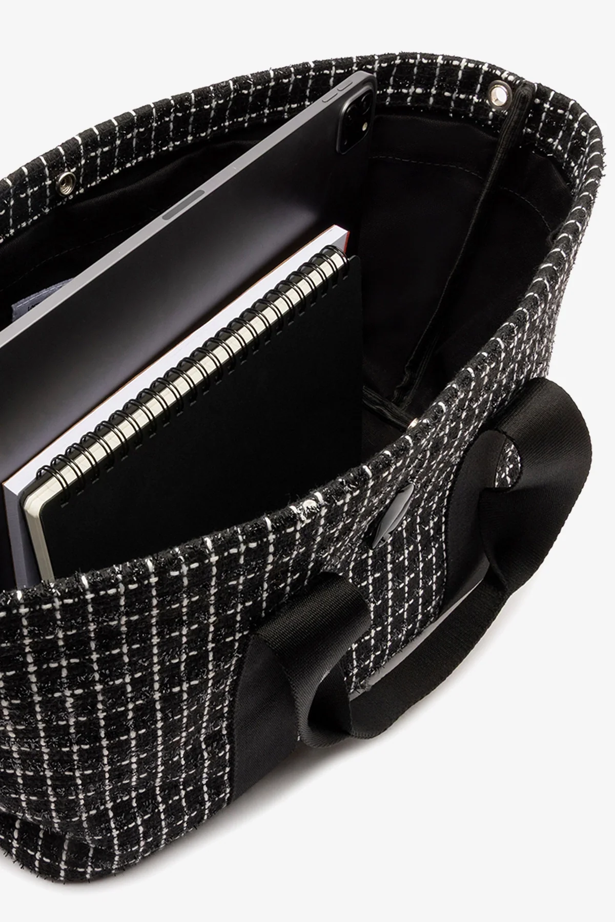 Americana Tote Bag In Black Milano Tweed - Image 3