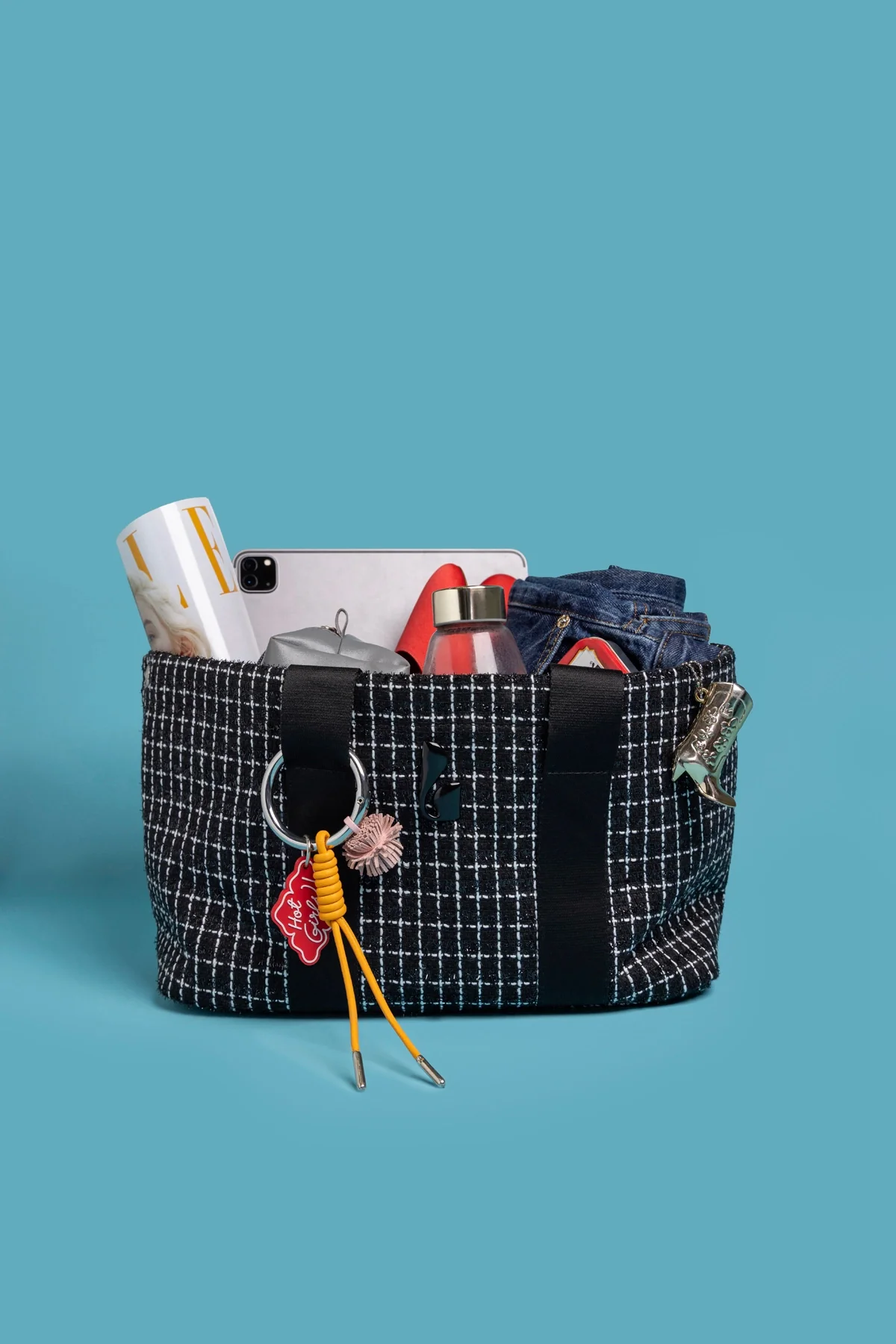 Americana Tote Bag In Black Milano Tweed - Image 6