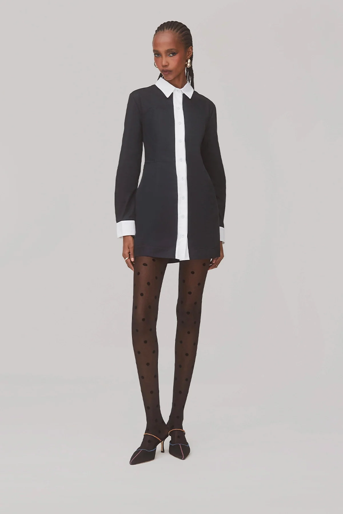 Annie Bustier Dress In Black and White Percale - Image 3