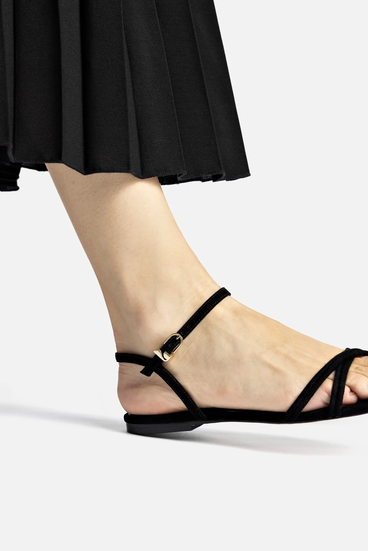 Annie Sandal Ankle Tie In Black Leather - Image 5