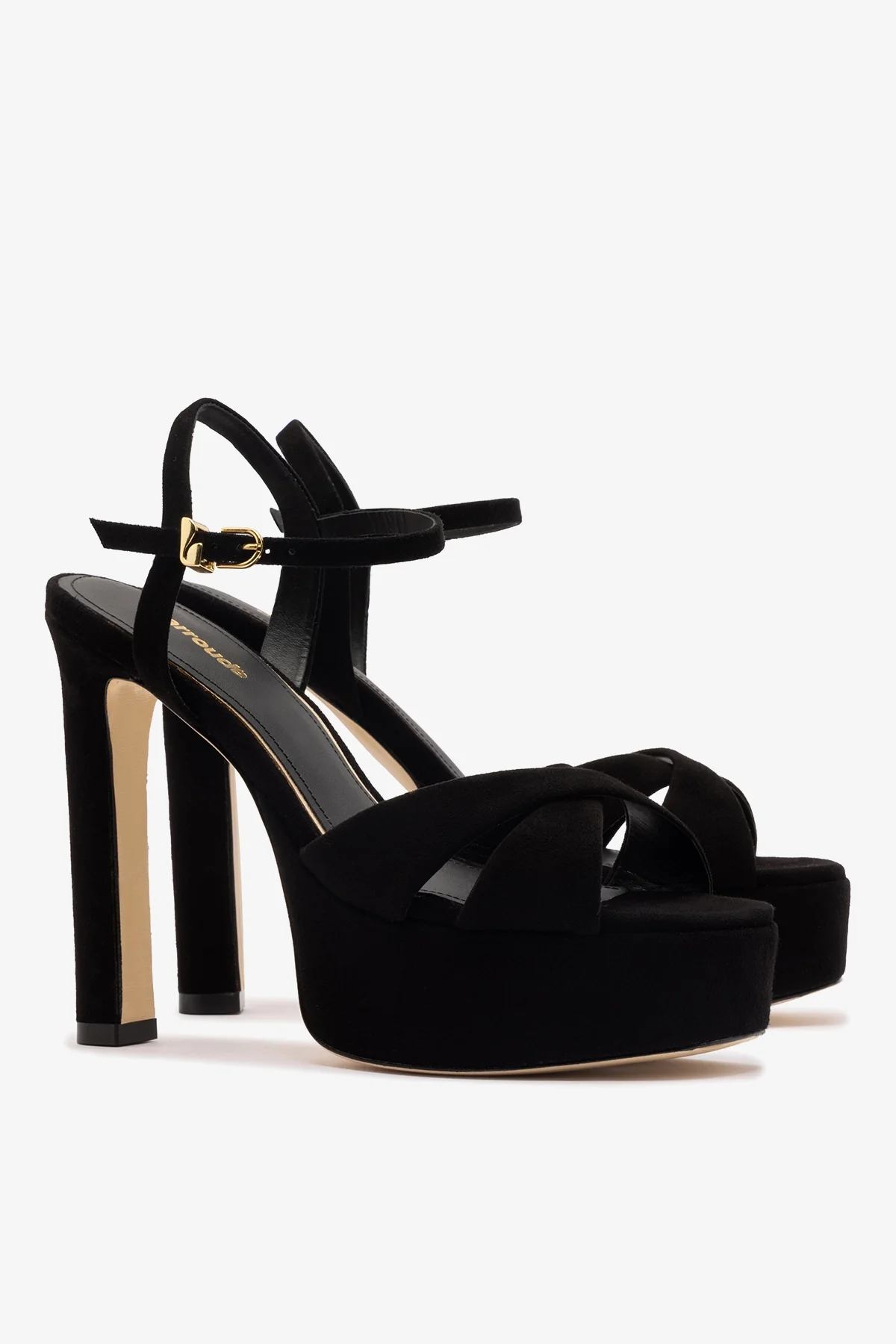 Bianca High Platform Sandal In Black Suede - Image 3
