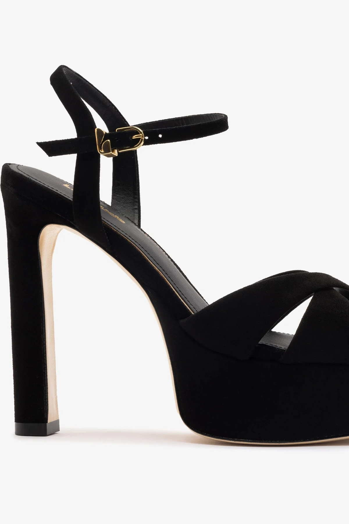 Bianca High Platform Sandal In Black Suede - Image 4