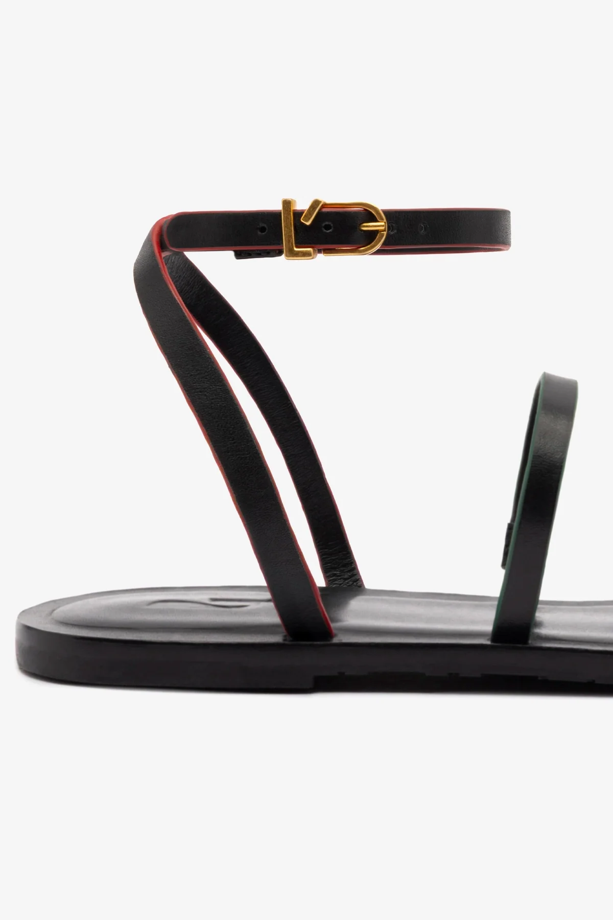 Biarritz Flat Sandal In Black Leather - Image 4