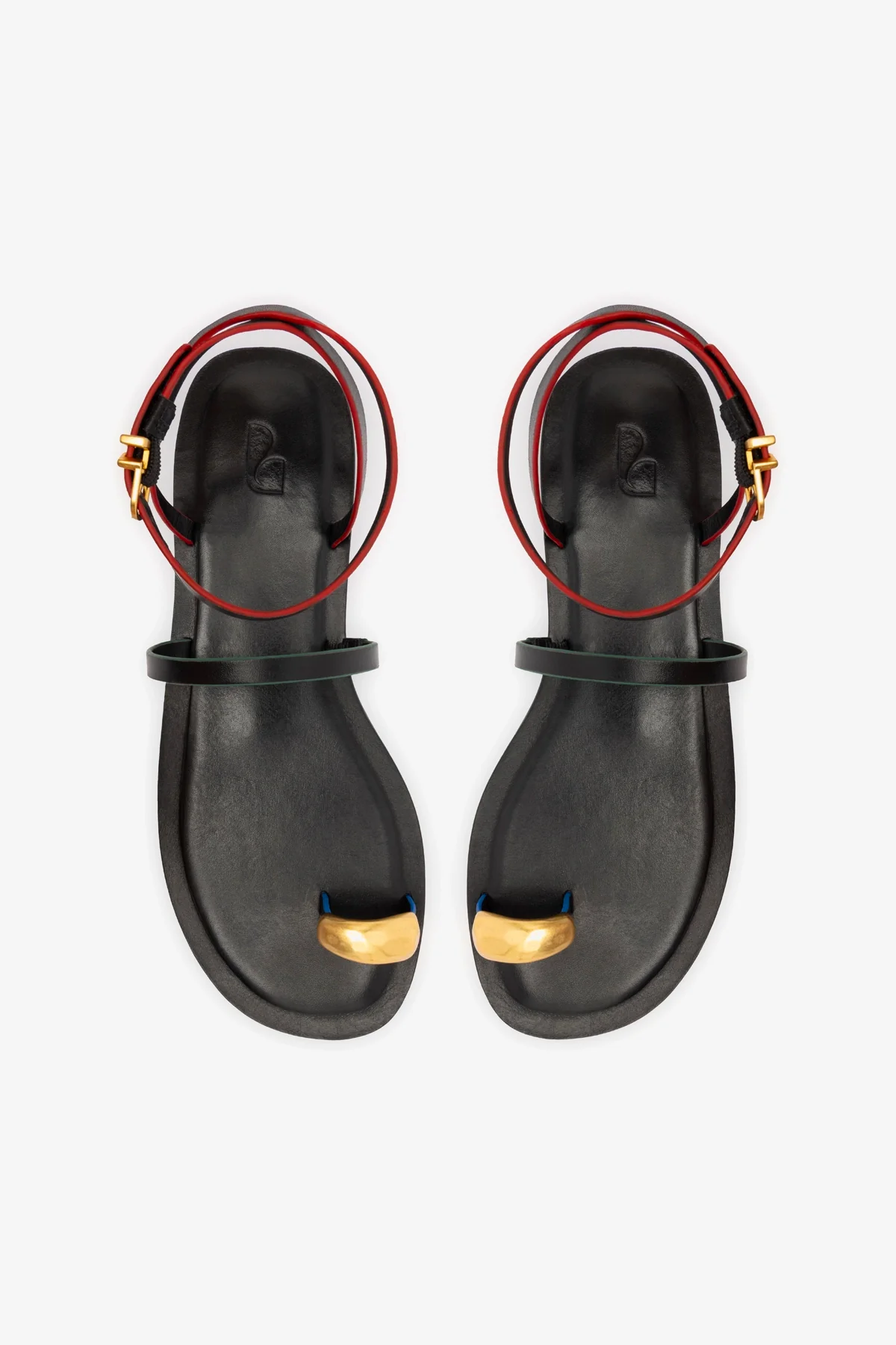 Biarritz Flat Sandal In Black Leather - Image 7