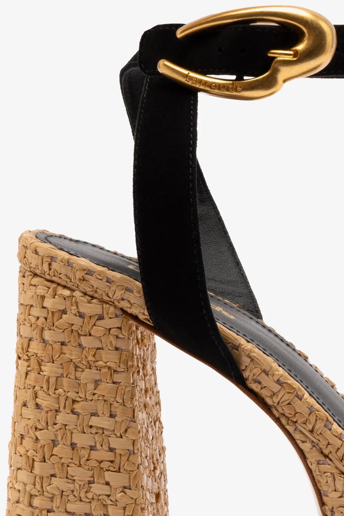 Dolly Verona Sandal In Black Suede and Natural Raffia - Image 4