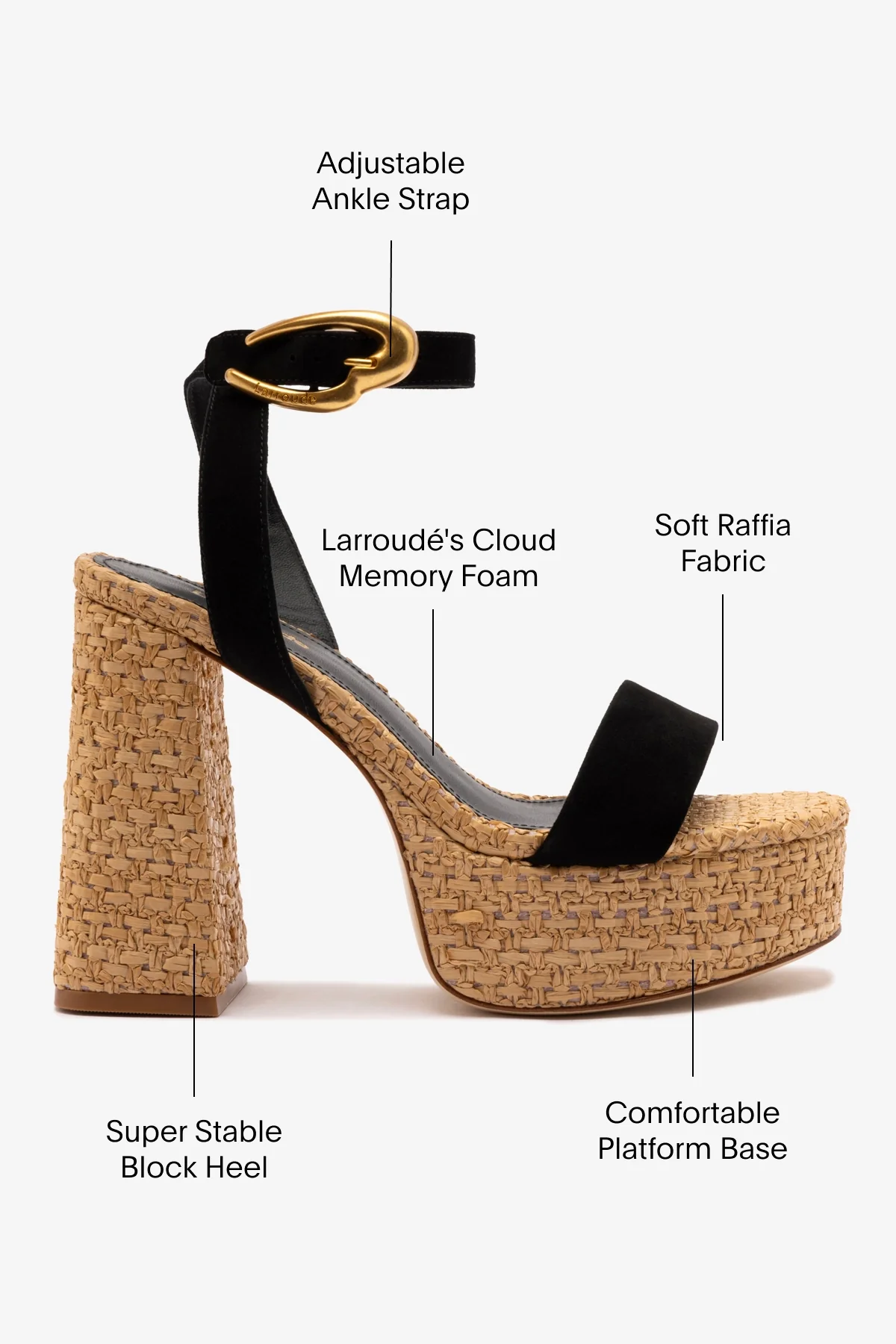Dolly Verona Sandal In Black Suede and Natural Raffia - Image 5