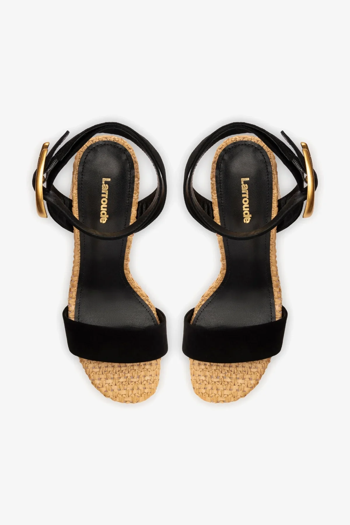 Dolly Verona Sandal In Black Suede and Natural Raffia - Image 7