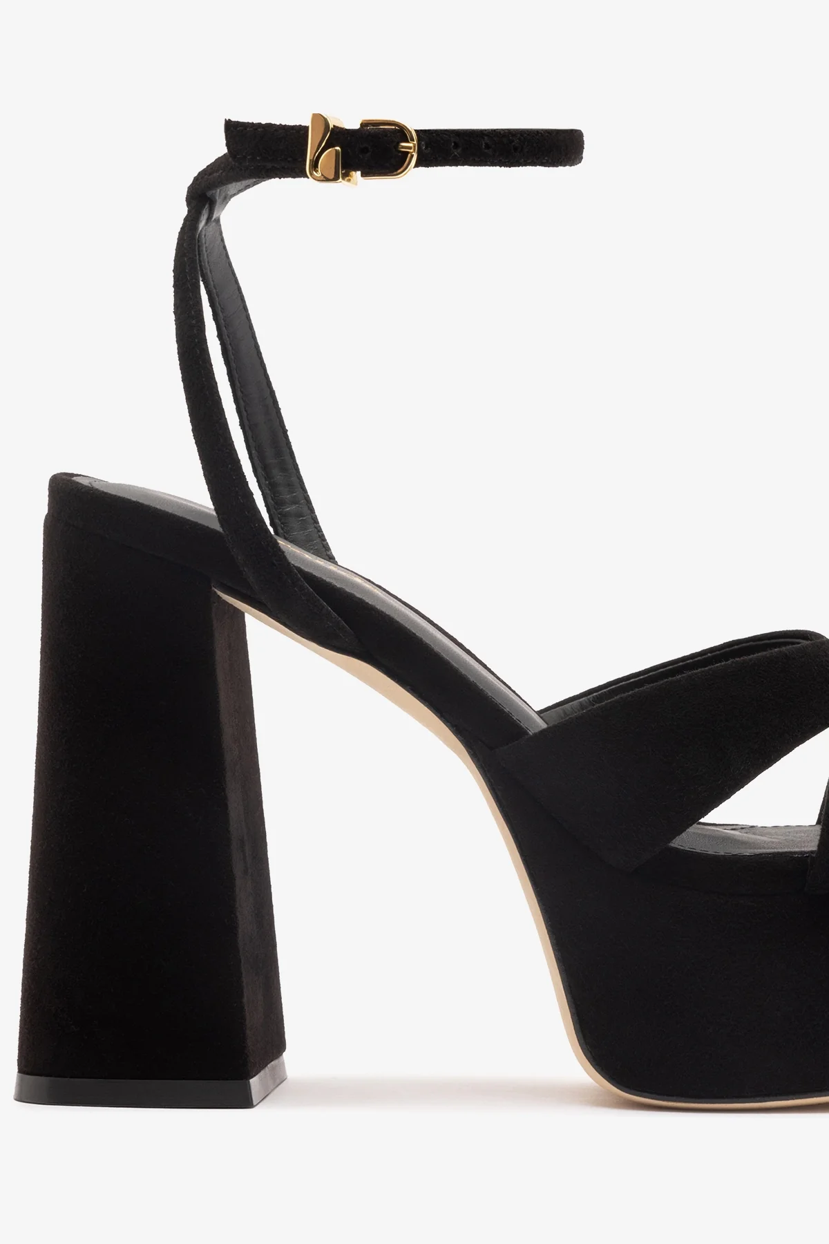 Dolly X Platform Sandal In Black Suede - Image 4