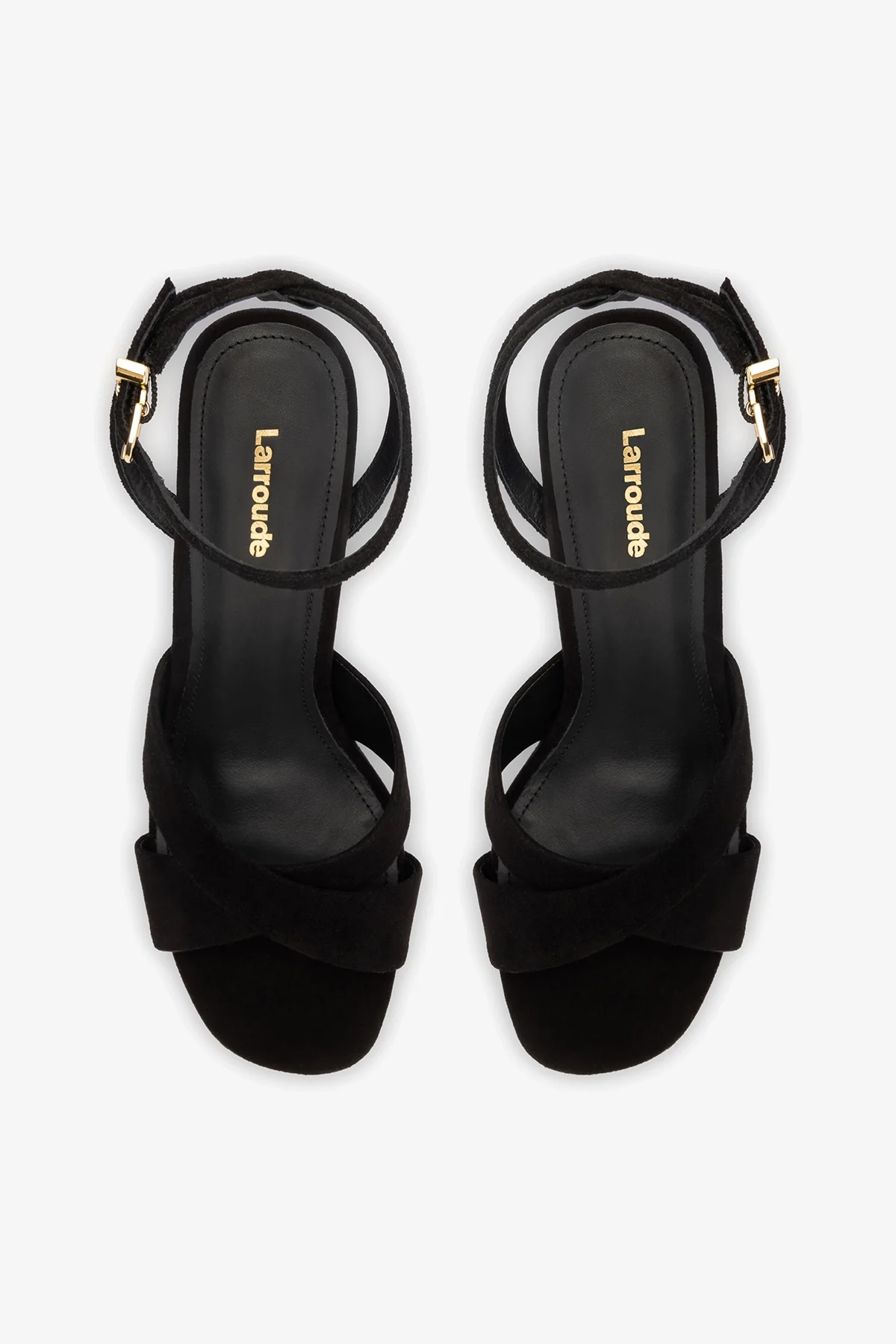 Dolly X Platform Sandal In Black Suede - Image 6