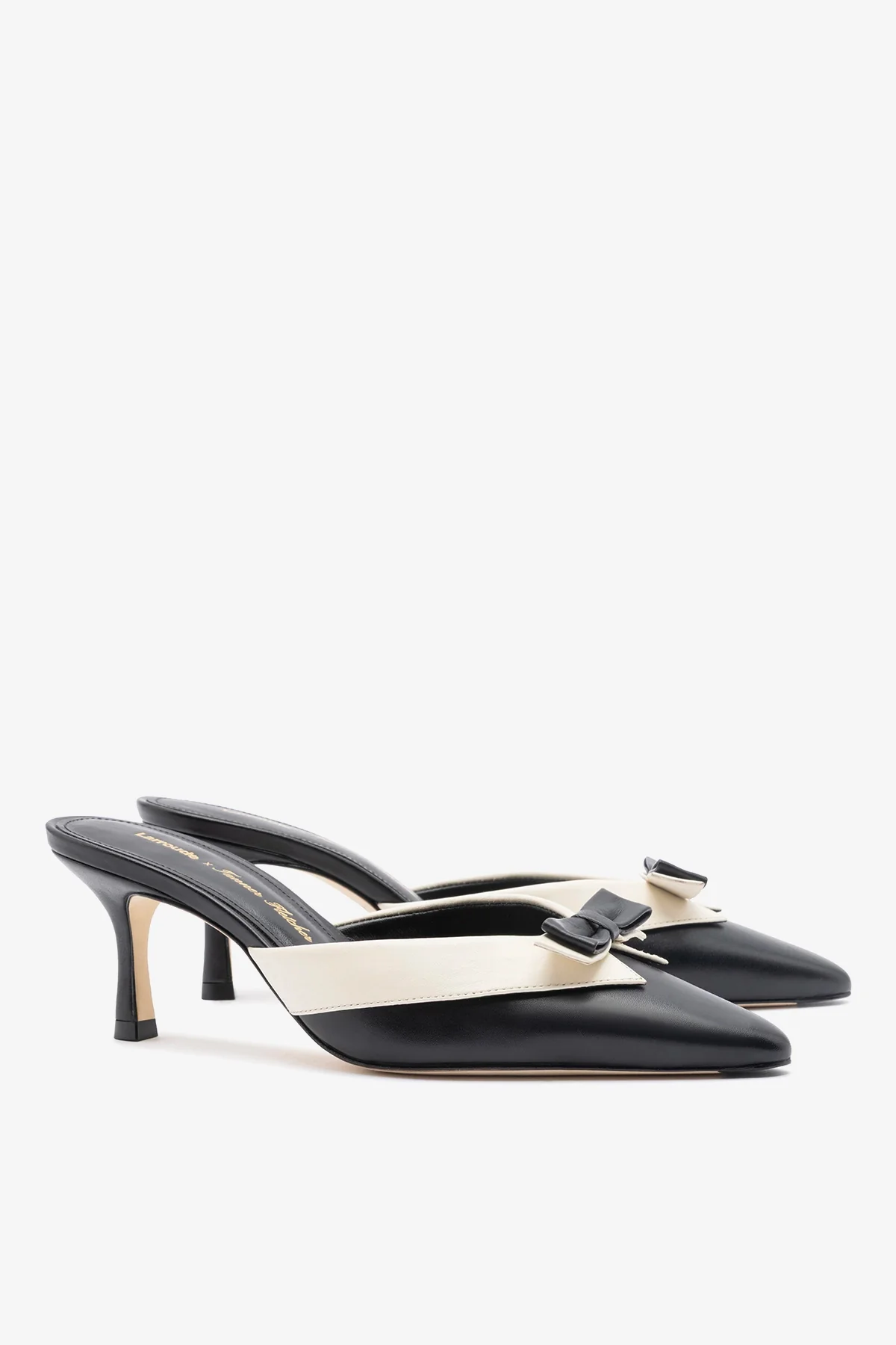 Larroudé x Tanner Fletcher: Elle Tuxedo Mule Black and Ivory Leather - Image 3
