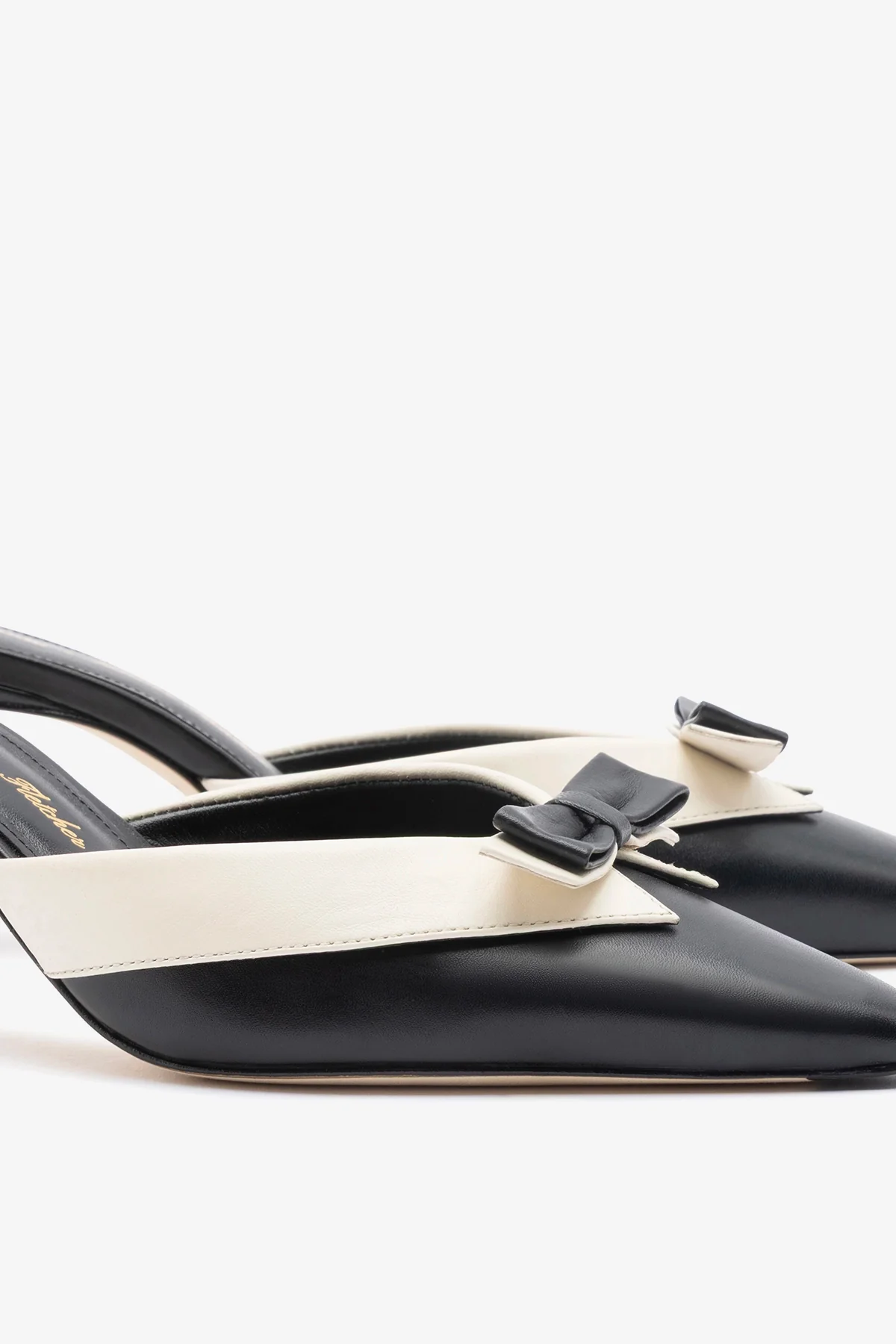 Larroudé x Tanner Fletcher: Elle Tuxedo Mule Black and Ivory Leather - Image 4