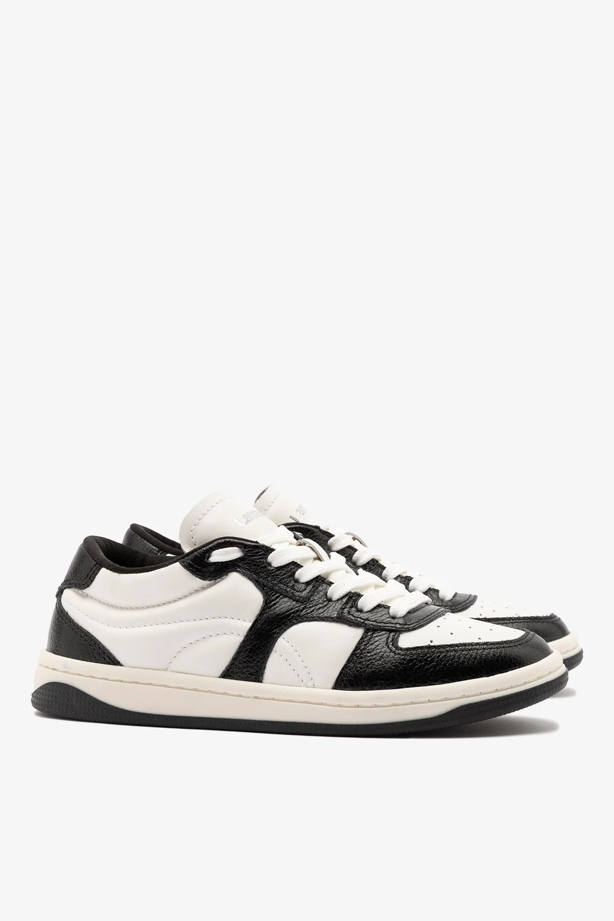 George Sneaker In Black and White Leather - Image 3